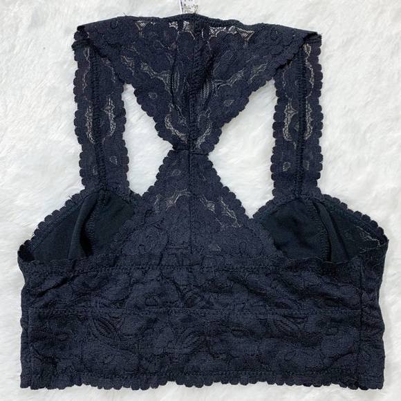 Int Free People Galloon Lace Racerback Bra Black - Picture 5 of 10